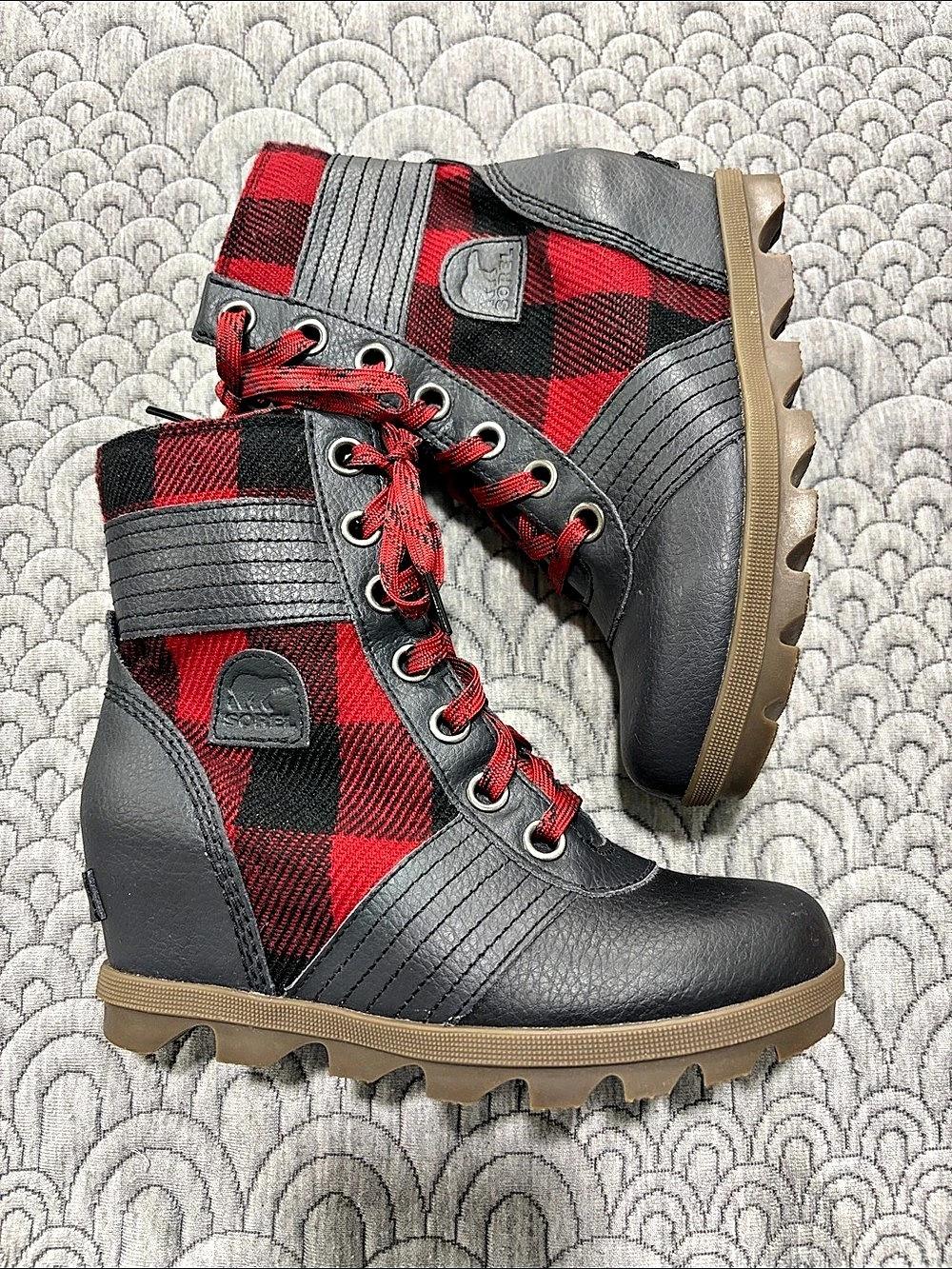 Sorel Youth Girls Lexie Wedge Buffalo Plaid Size 3